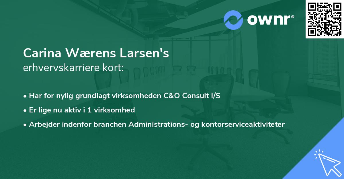 Carina Wærens Larsen's erhvervskarriere kort