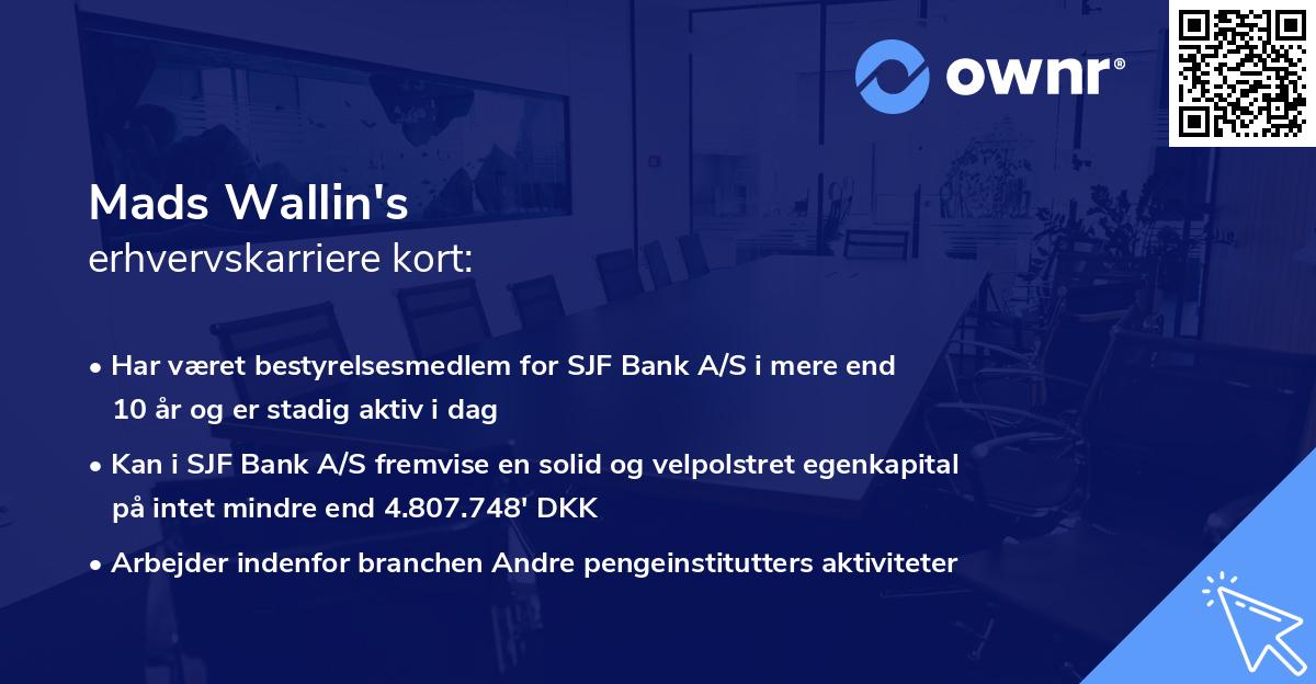 Mads Wallin's erhvervskarriere kort