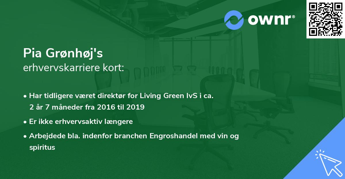 Pia Grønhøj's erhvervskarriere kort