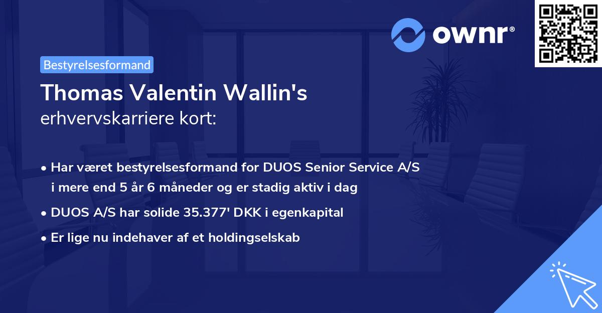 Thomas Valentin Wallin's erhvervskarriere kort