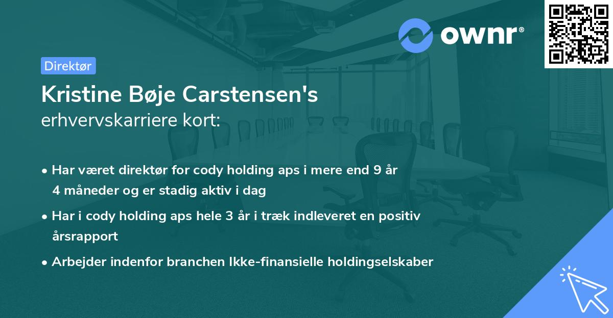 Kristine Bøje Carstensen's erhvervskarriere kort