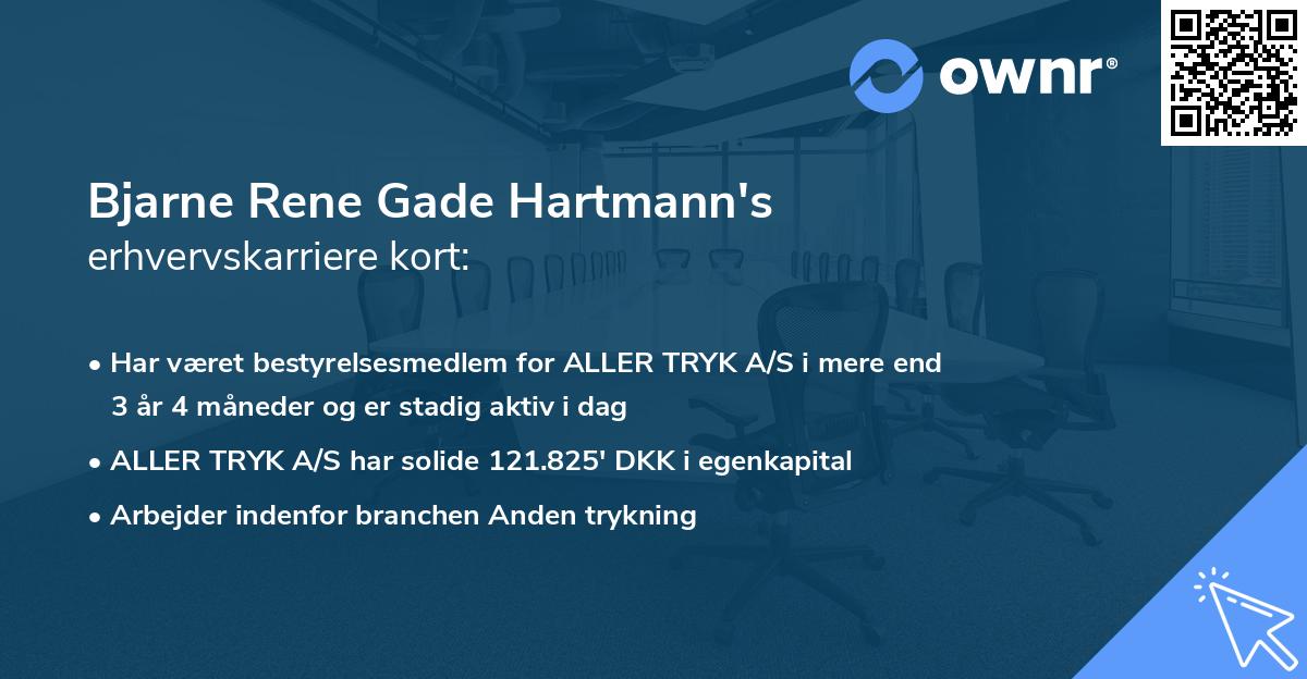 Bjarne Rene Gade Hartmann's erhvervskarriere kort