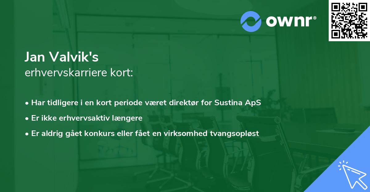 Jan Valvik's erhvervskarriere kort
