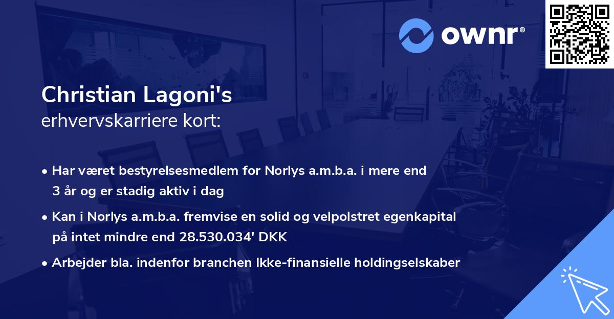 Christian Lagoni's erhvervskarriere kort