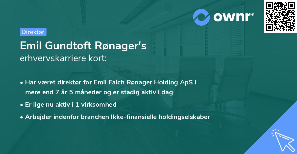 Emil Gundtoft Rønager's erhvervskarriere kort