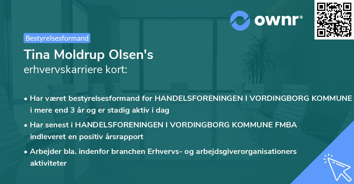 Tina Moldrup Olsen's erhvervskarriere kort