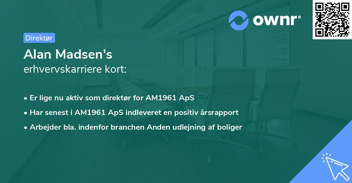 Alan Madsen's erhvervskarriere kort