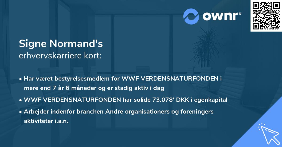 Signe Normand's erhvervskarriere kort
