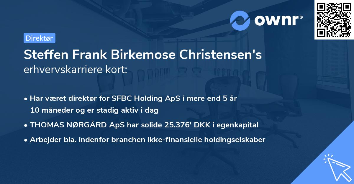 Steffen Frank Birkemose Christensen's erhvervskarriere kort