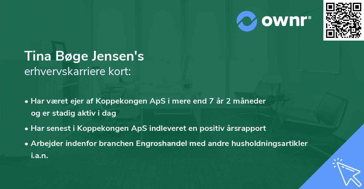Tina Bøge Jensen's erhvervskarriere kort