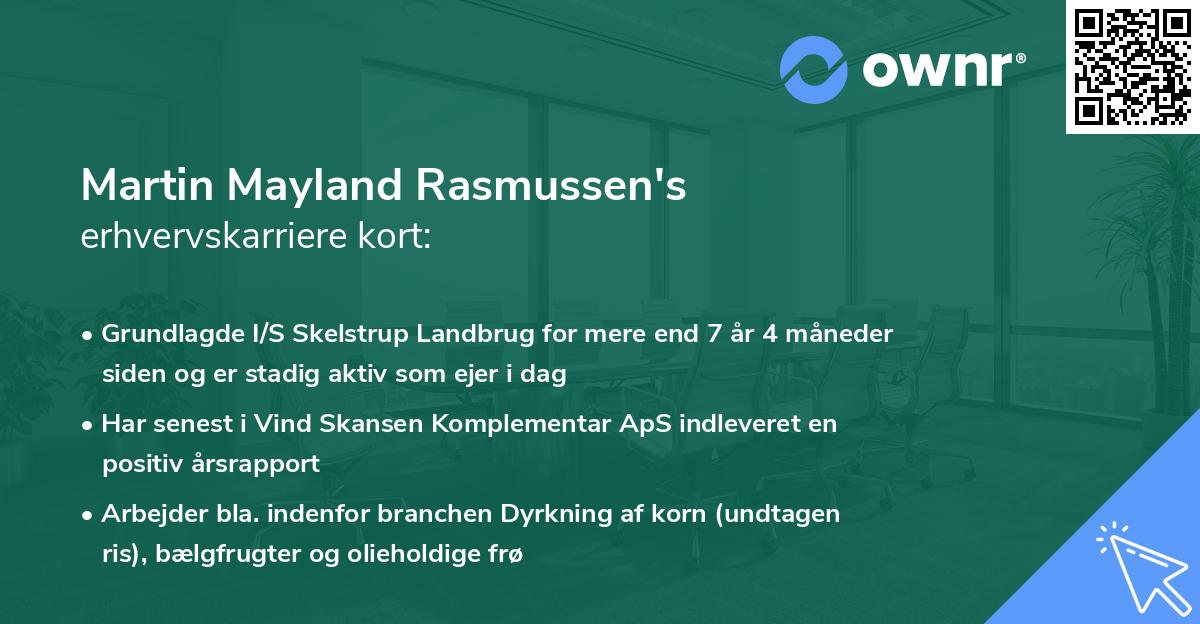 Martin Mayland Rasmussen's erhvervskarriere kort