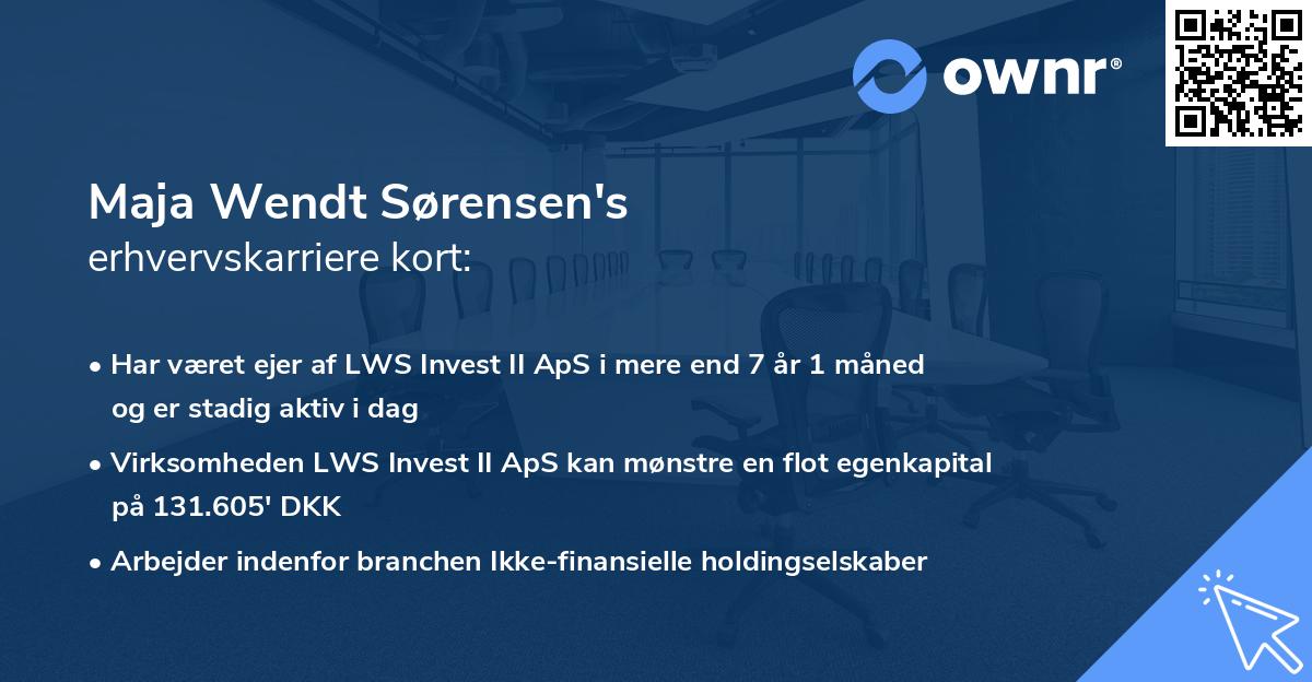 Maja Wendt Sørensen's erhvervskarriere kort
