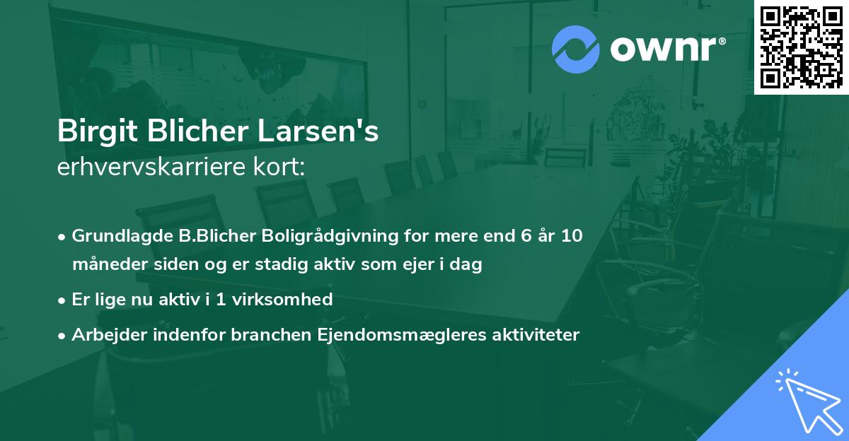 Birgit Blicher Larsen's erhvervskarriere kort