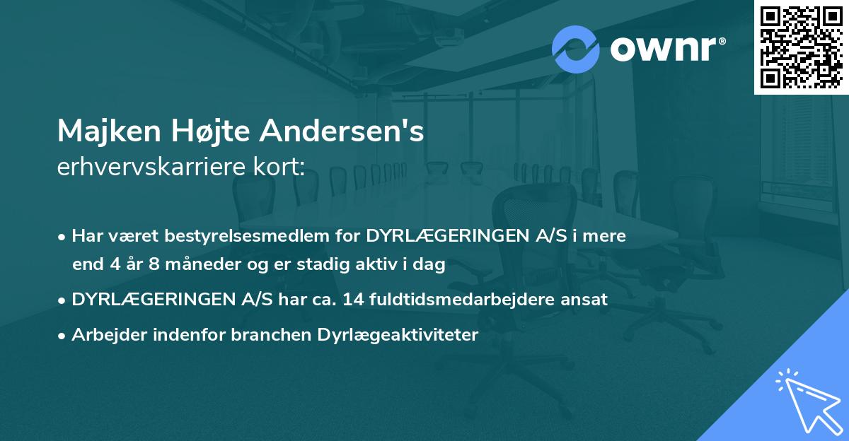 Majken Højte Andersen's erhvervskarriere kort