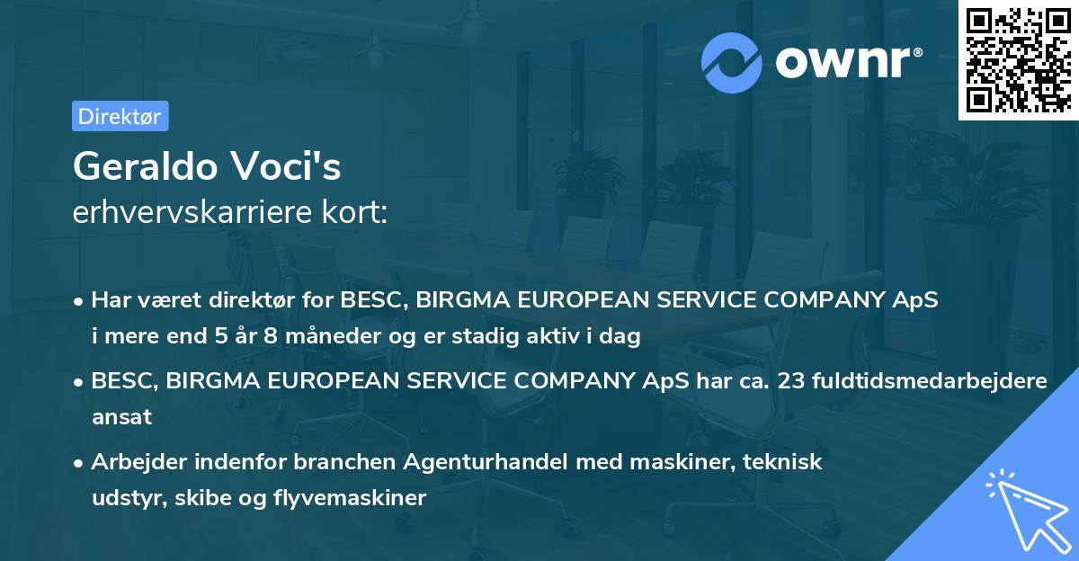 Geraldo Voci's erhvervskarriere kort