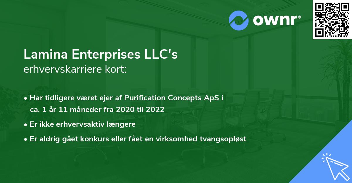 Lamina Enterprises LLC's erhvervskarriere kort