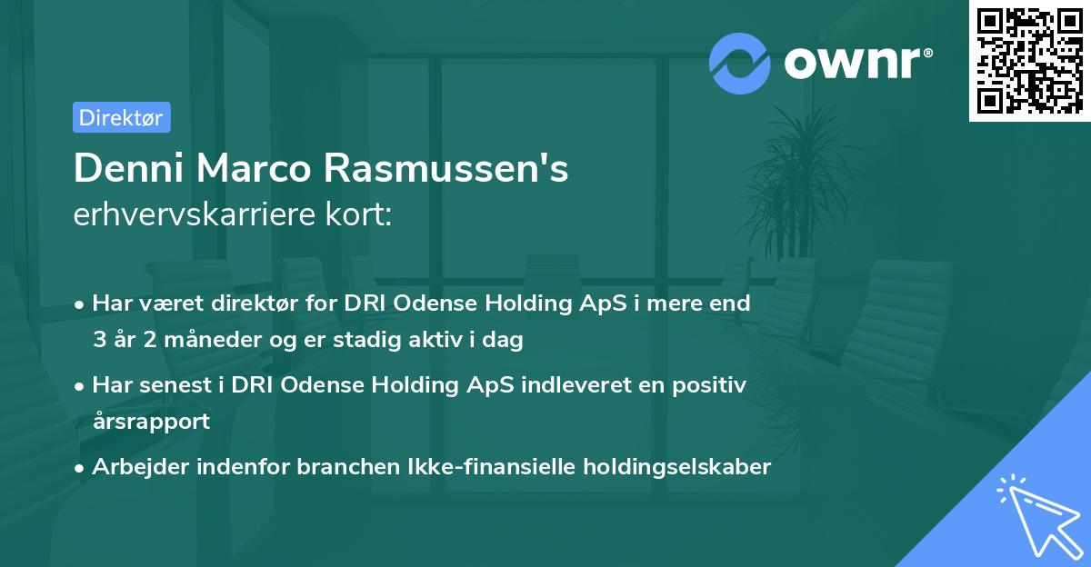 Denni Marco Rasmussen's erhvervskarriere kort