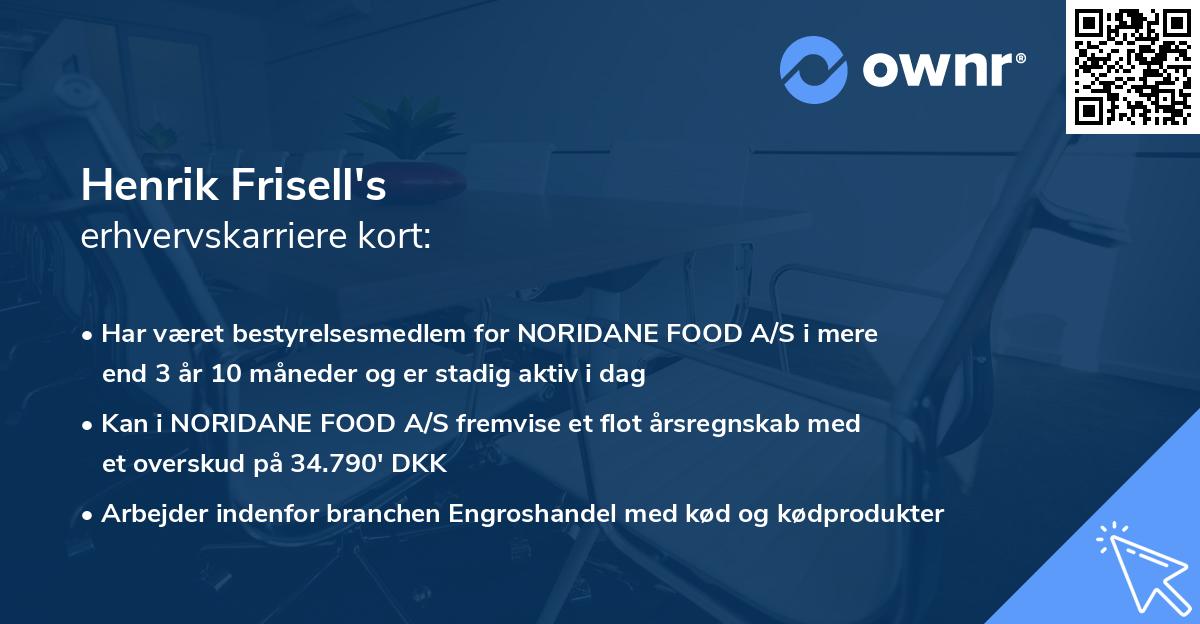 Henrik Frisell's erhvervskarriere kort