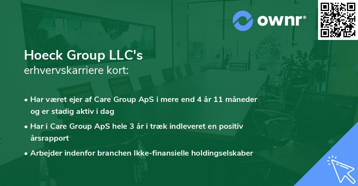 Hoeck Group LLC's erhvervskarriere kort