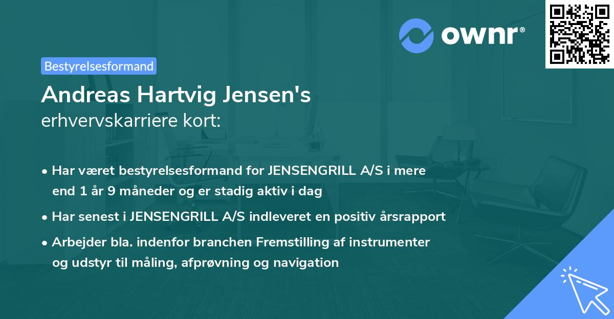 Andreas Hartvig Jensen's erhvervskarriere kort