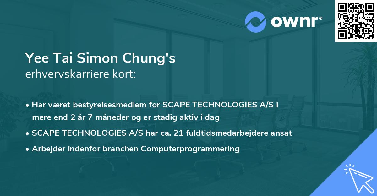 Yee Tai Simon Chung's erhvervskarriere kort