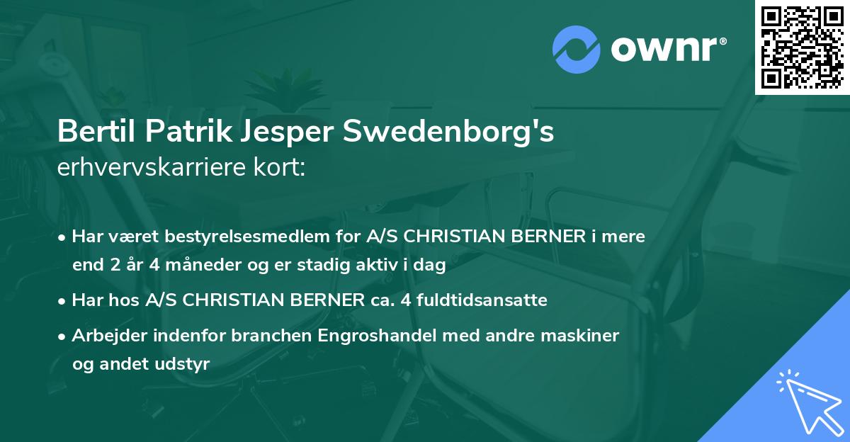 Bertil Patrik Jesper Swedenborg's erhvervskarriere kort