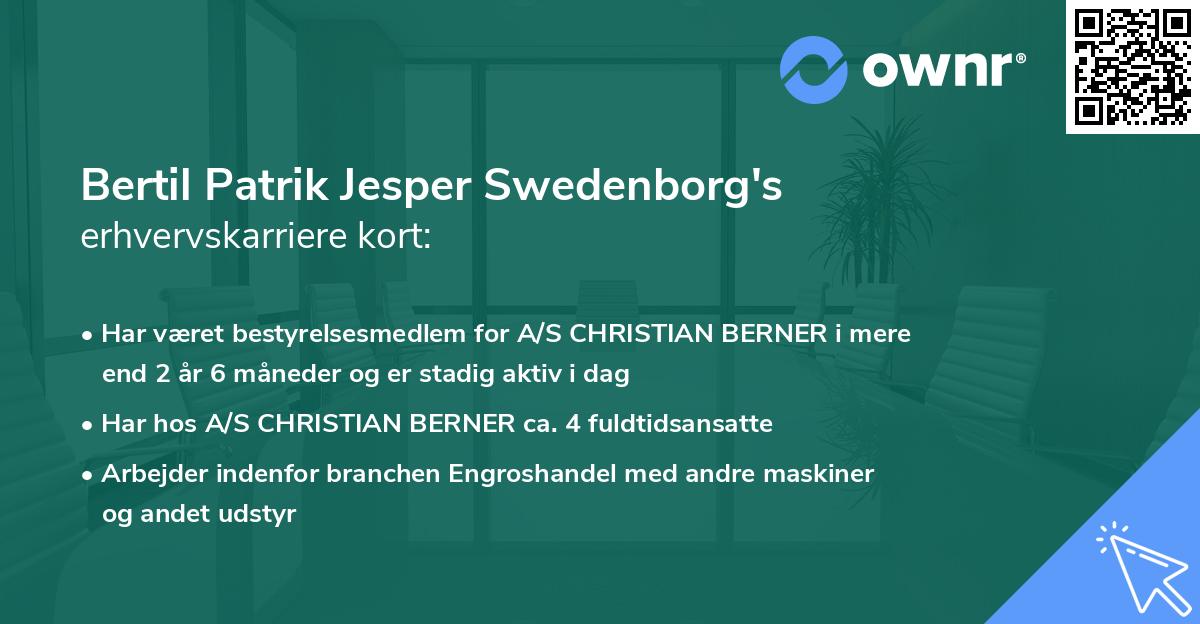 Bertil Patrik Jesper Swedenborg's erhvervskarriere kort