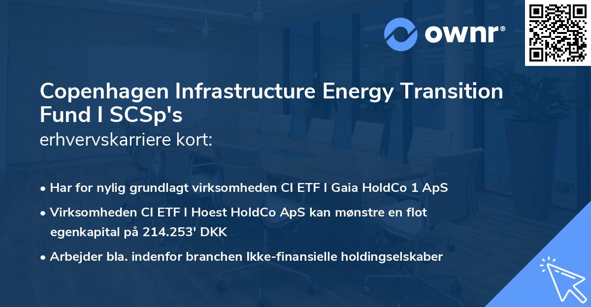 Copenhagen Infrastructure Energy Transition Fund I SCSp's erhvervskarriere kort