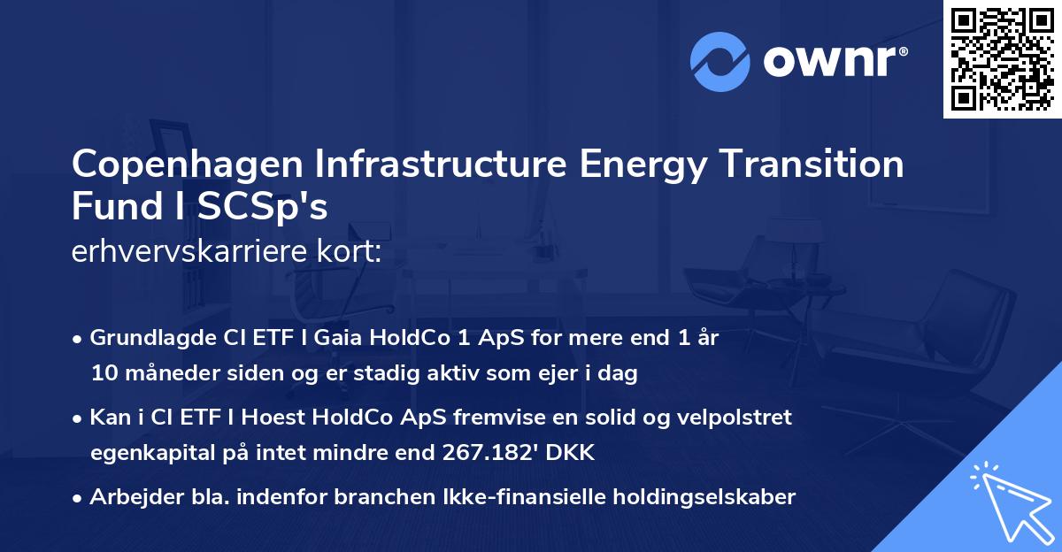 Copenhagen Infrastructure Energy Transition Fund I SCSp's erhvervskarriere kort