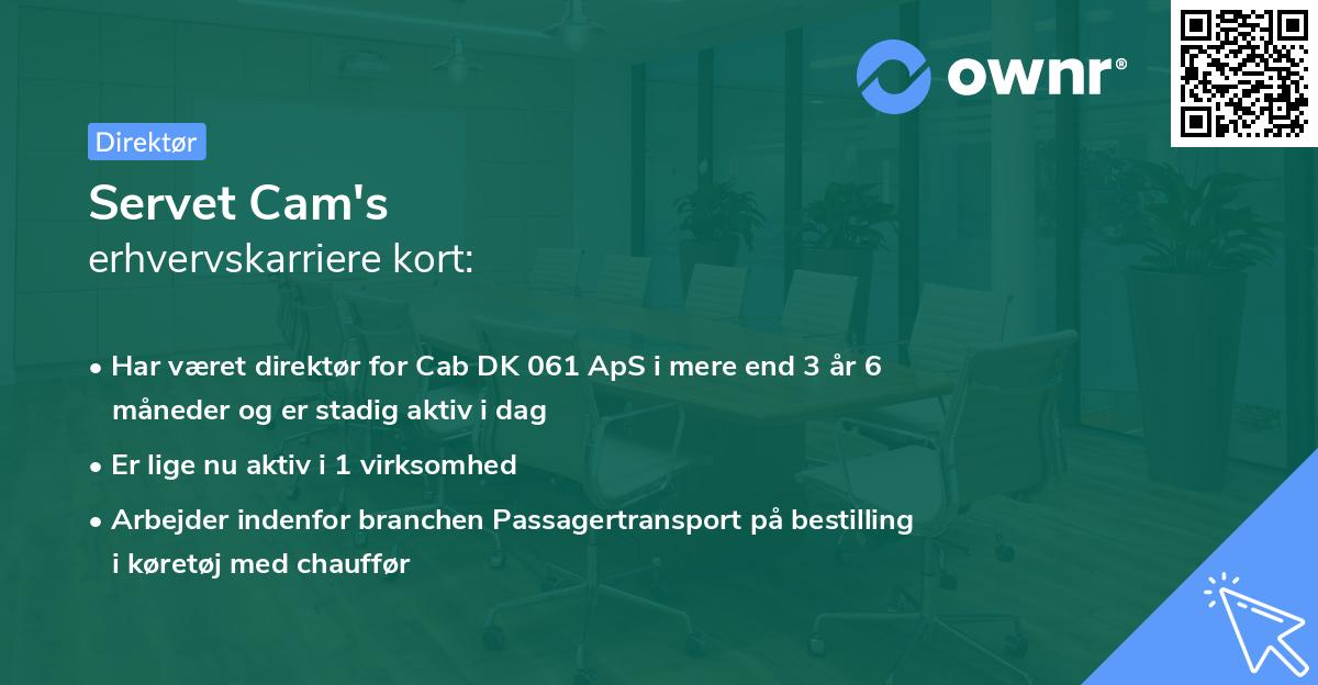 Servet Cam's erhvervskarriere kort