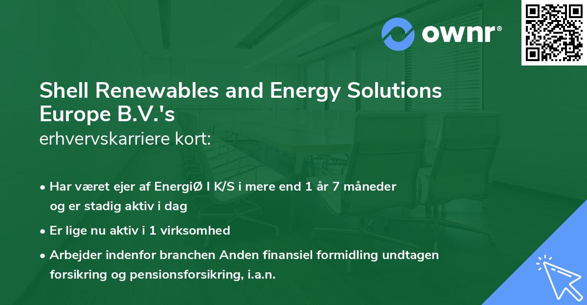 Shell Renewables and Energy Solutions Europe B.V.'s erhvervskarriere kort