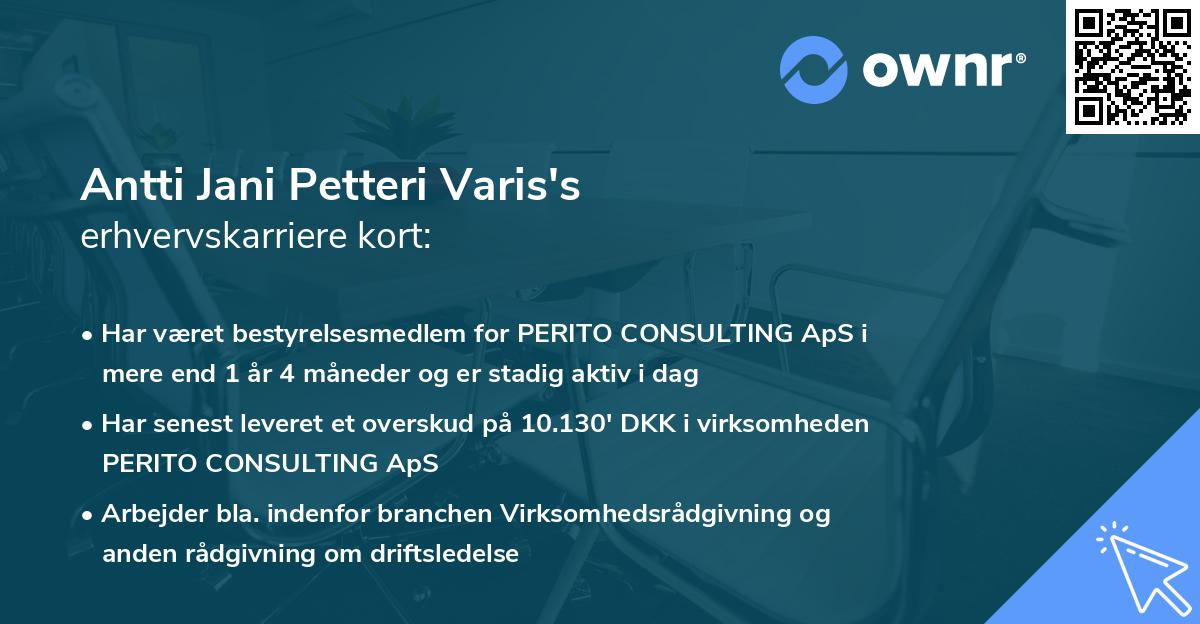 Antti Jani Petteri Varis's erhvervskarriere kort