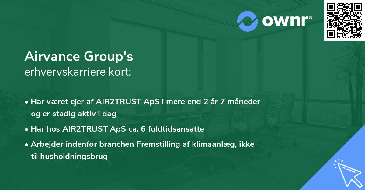 Airvance Group's erhvervskarriere kort
