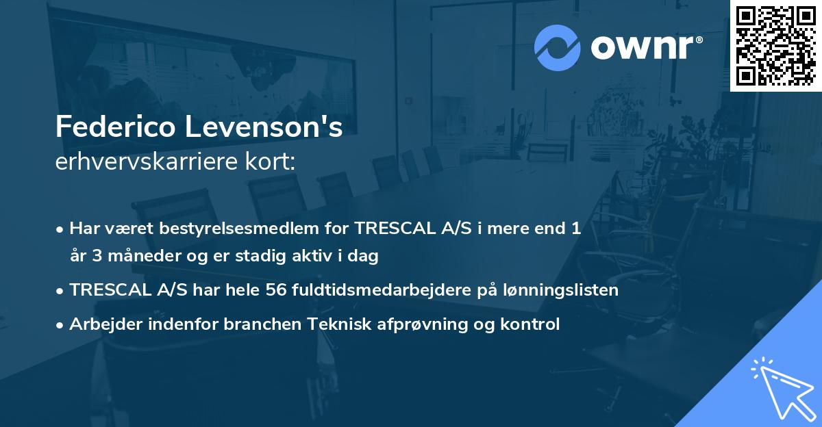 Federico Levenson's erhvervskarriere kort