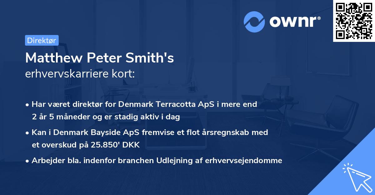 Matthew Peter Smith's erhvervskarriere kort