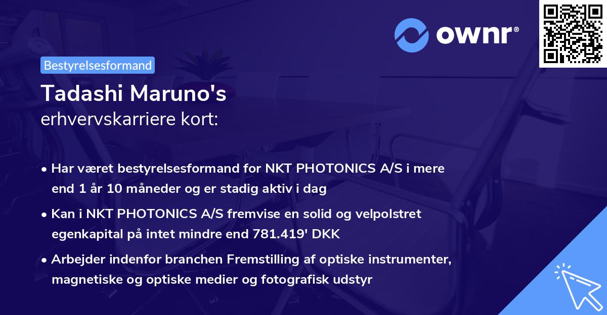 Tadashi Maruno's erhvervskarriere kort