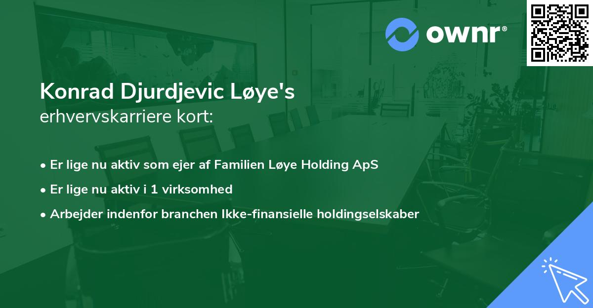 Konrad Djurdjevic Løye's erhvervskarriere kort