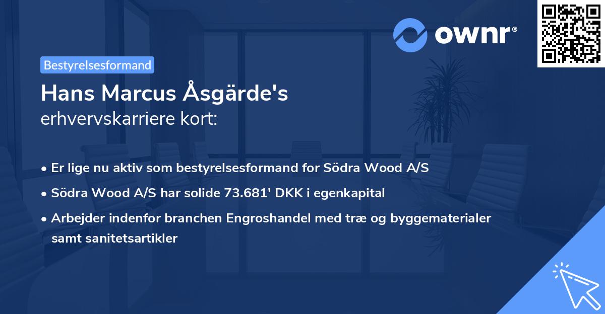 Hans Marcus Åsgärde's erhvervskarriere kort