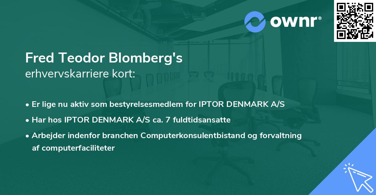 Fred Teodor Blomberg's erhvervskarriere kort