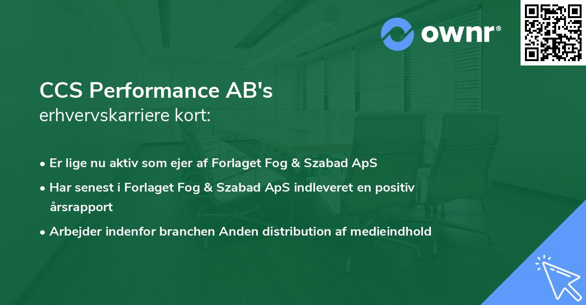 CCS Performance AB's erhvervskarriere kort