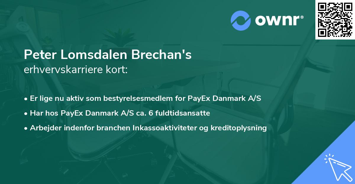 Peter Lomsdalen Brechan's erhvervskarriere kort