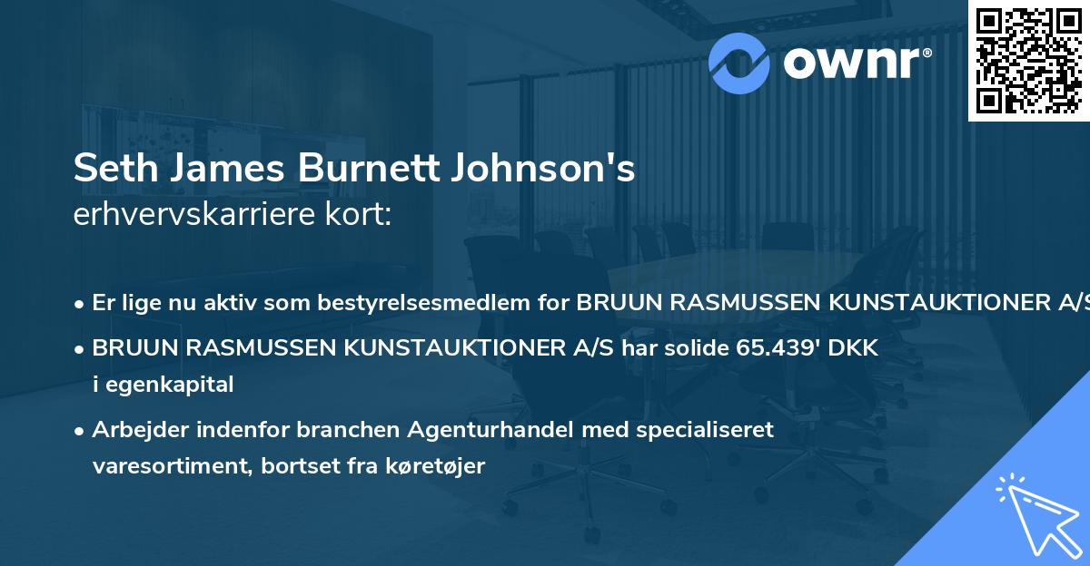 Seth James Burnett Johnson's erhvervskarriere kort