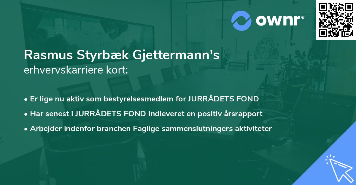 Rasmus Styrbæk Gjettermann's erhvervskarriere kort