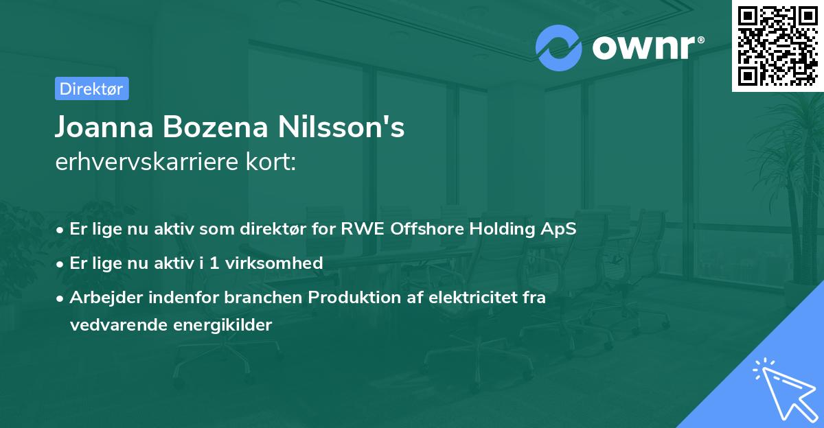 Joanna Bozena Nilsson's erhvervskarriere kort