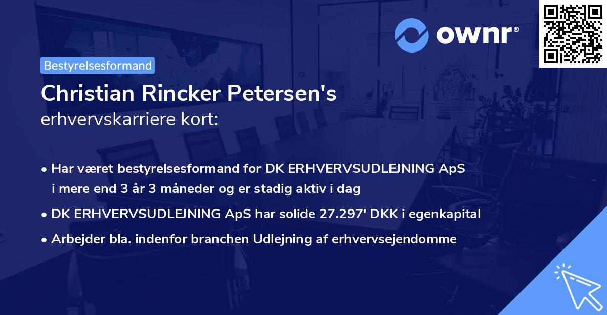 Christian Rincker Petersen's erhvervskarriere kort