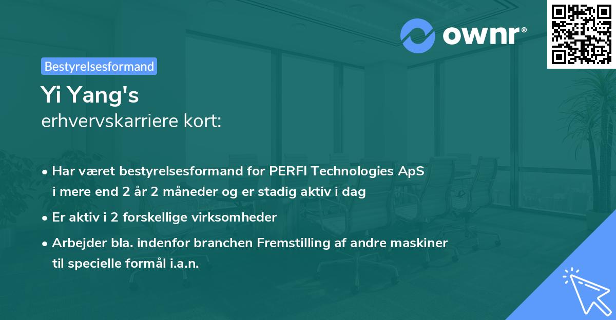Yi Yang's erhvervskarriere kort