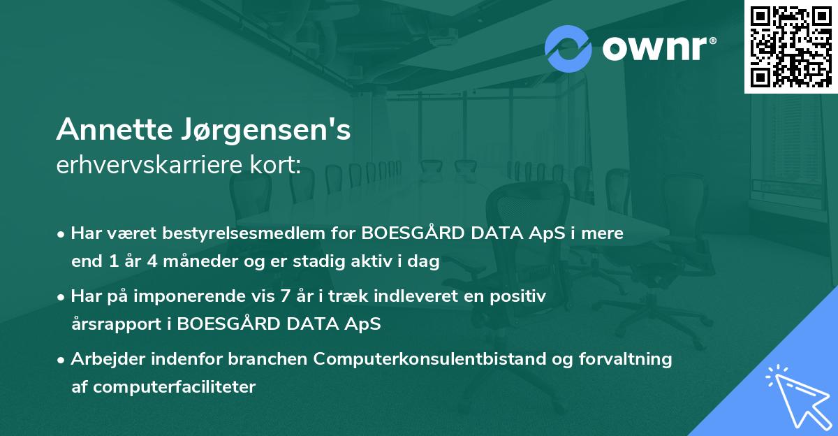 Annette Jørgensen's erhvervskarriere kort