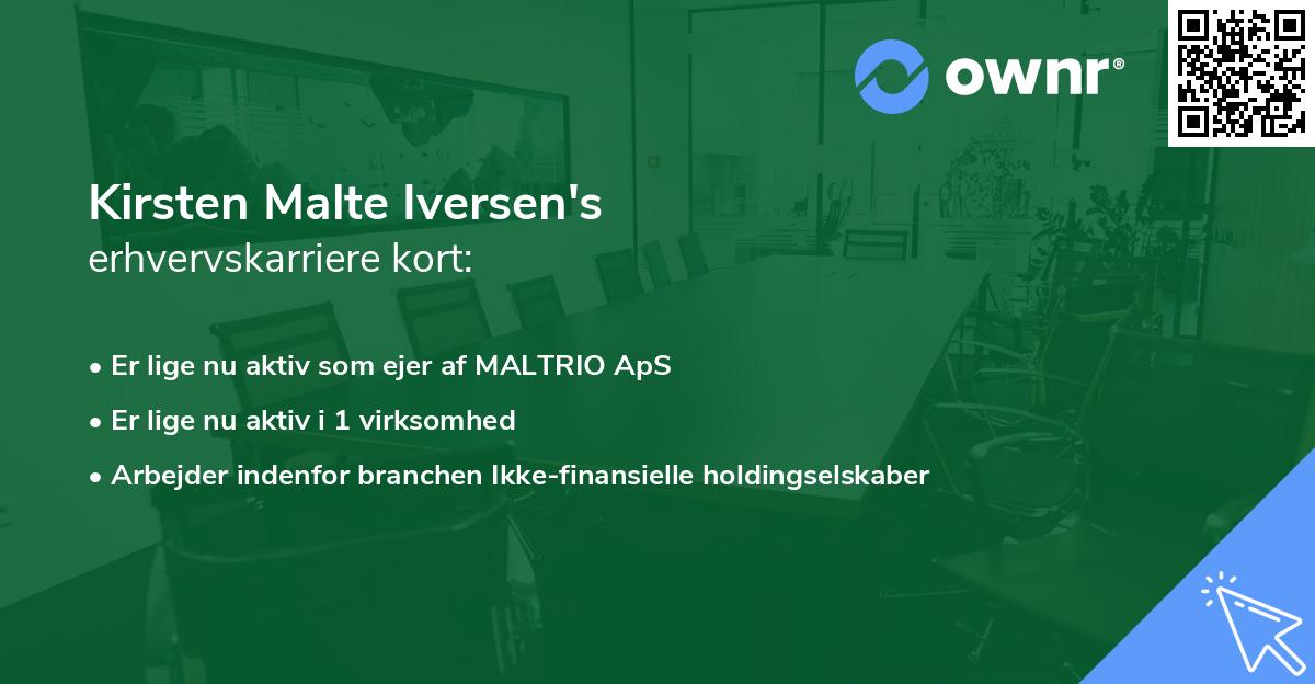 Kirsten Malte Iversen's erhvervskarriere kort