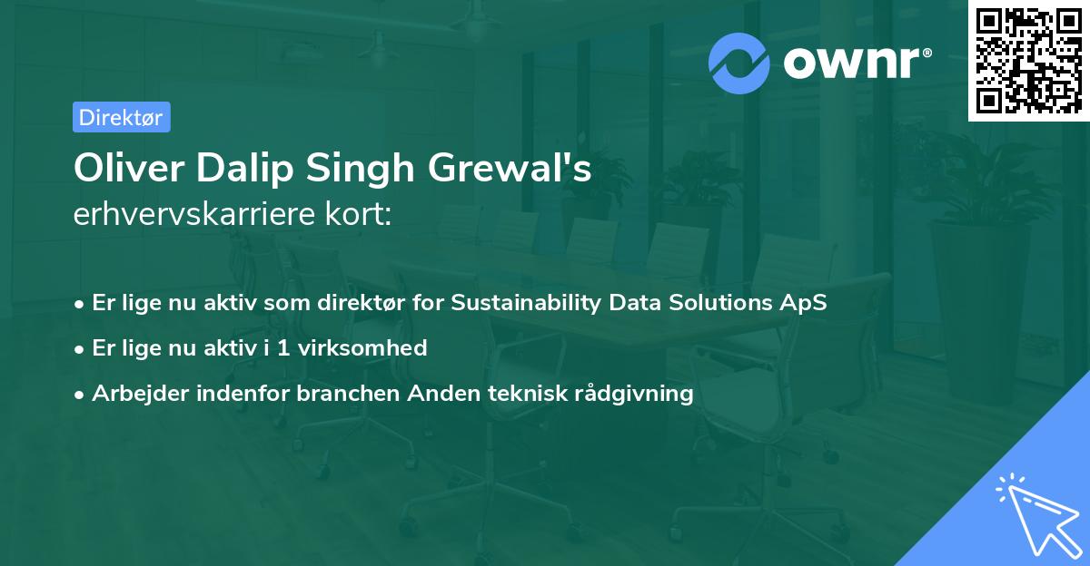 Oliver Dalip Singh Grewal's erhvervskarriere kort