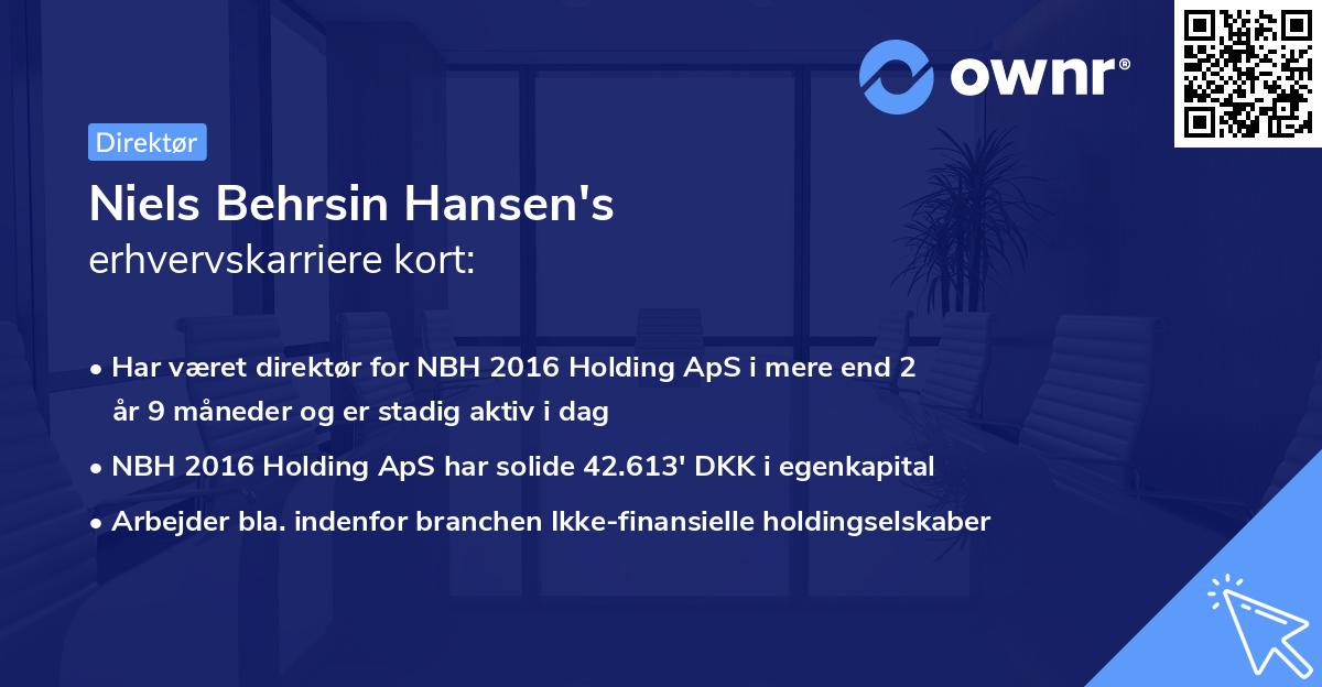 Niels Behrsin Hansen's erhvervskarriere kort